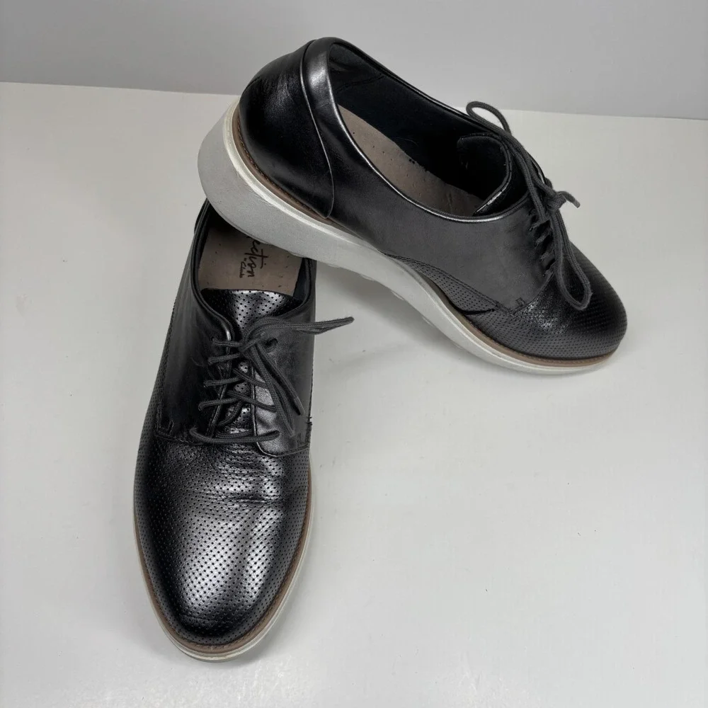 Clarks Sharon Crystal  Women's US 11M Pewter Leather Wedge Oxford Shoes Platform